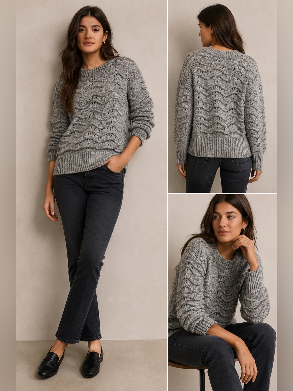 Little Lies Gray Crewneck Sweater. - Picture 1 of 10